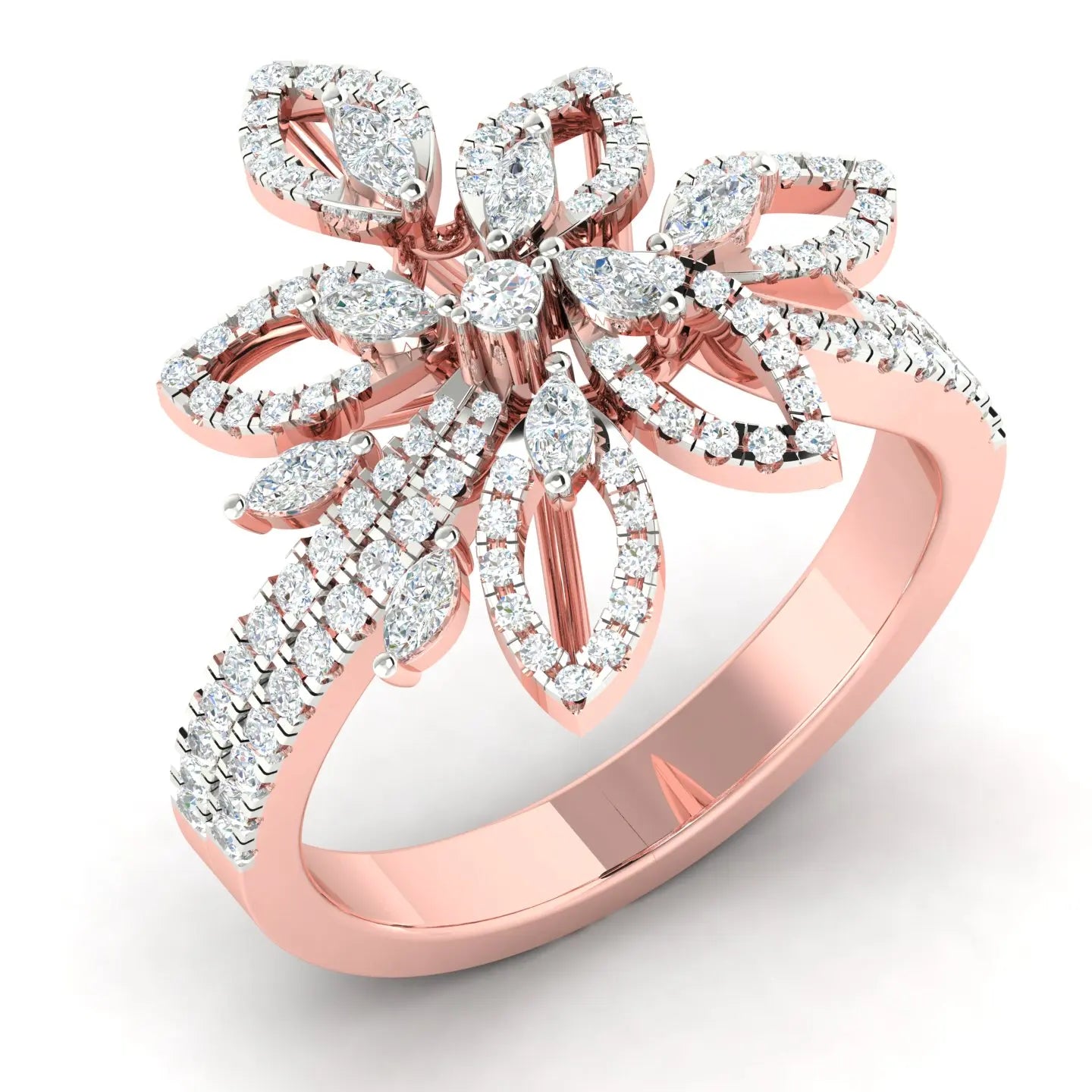 Quality Assured Brass Women's Diamond Ring Trendy Style Finished Surface Rose Gold Latest Arrival Designed Handmade Sale
