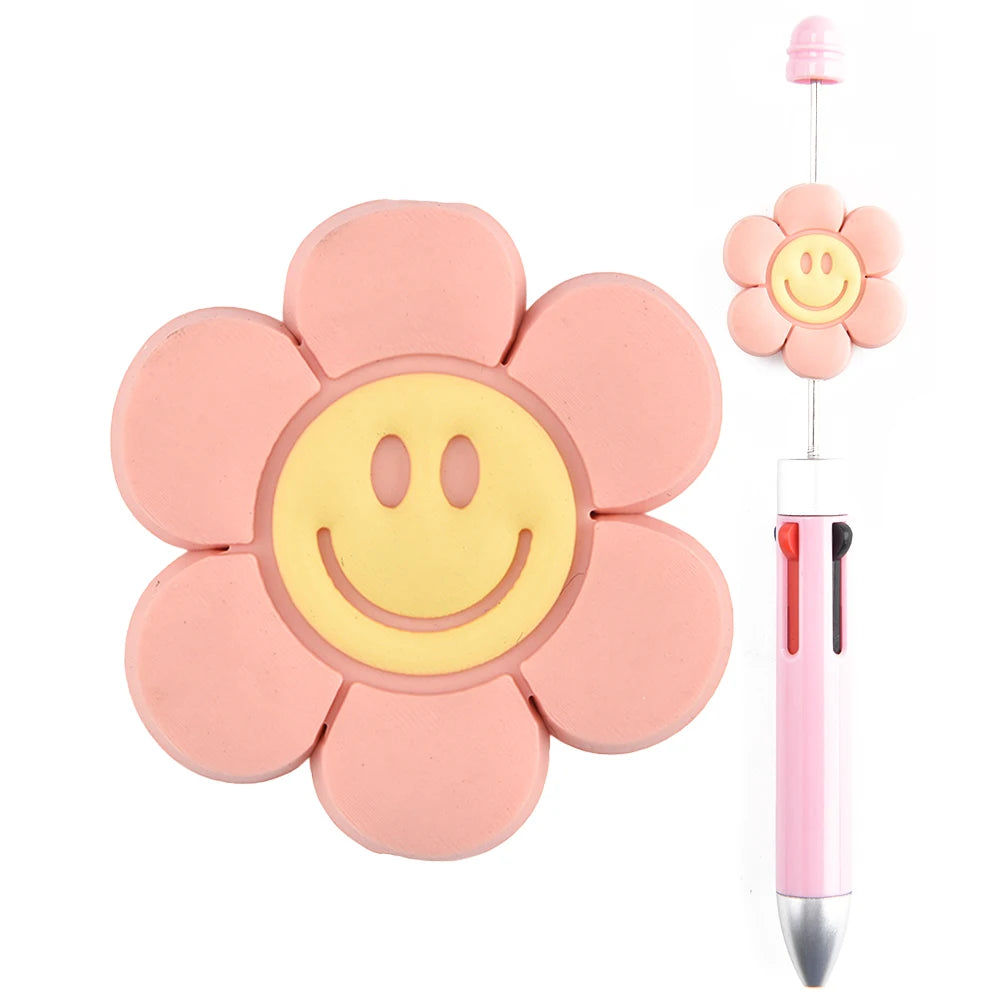 DIY Pink Ribbons PVC Beads Baby Teething Puzzle Silicone Focal Beads for Pen Making Christmas Gift Idea