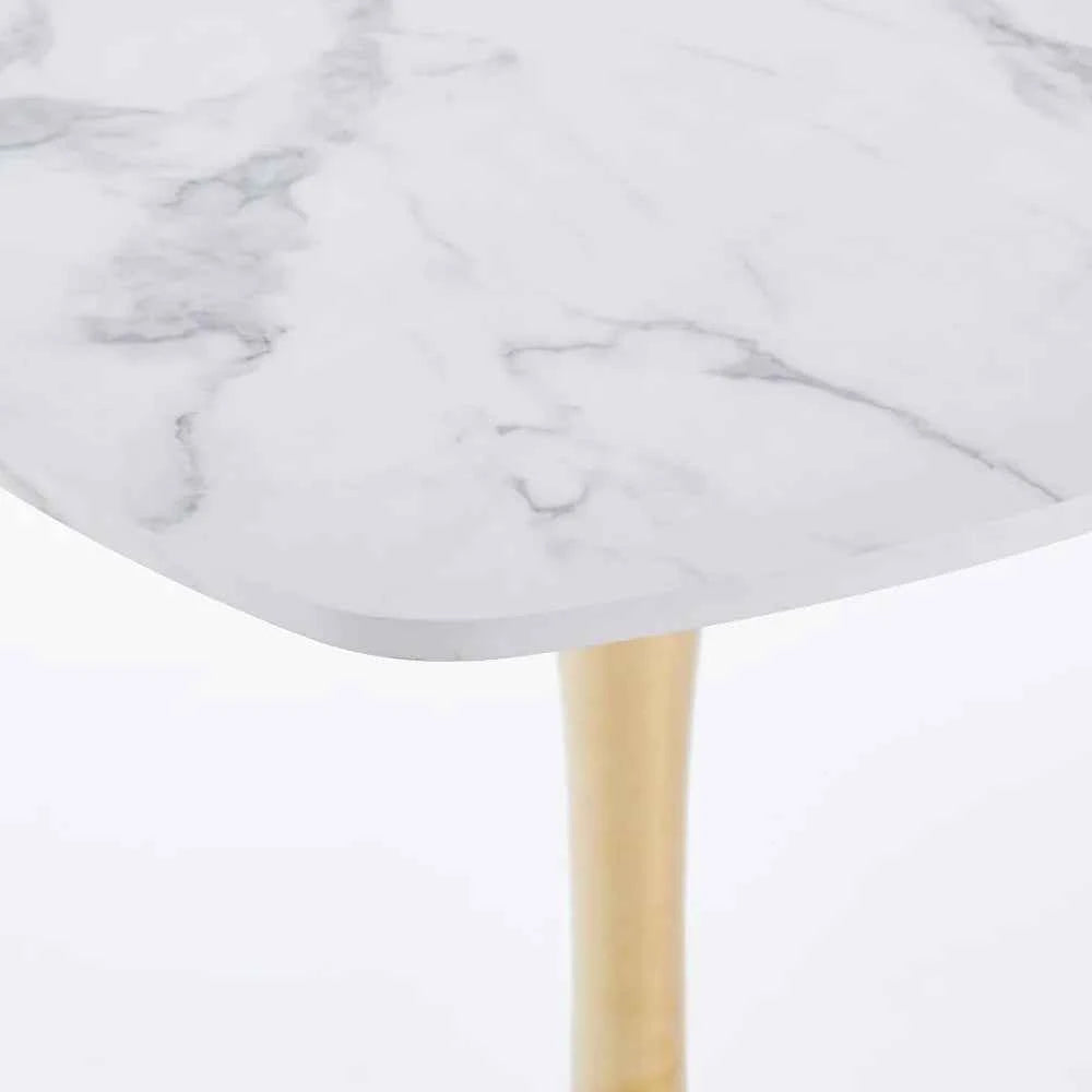 Square Dining Table Marble Top Golden Metal Frame Modern Design Home Furniture 2-4 Persons Small Space Apartment