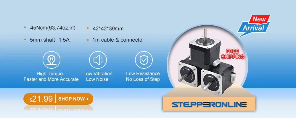 Nema 17 Stepper Motor 48mm 42BYGH Stepping Motor 2A (17HS19-2004S1) Motor 4-lead 1m Cable for 3D Printer CNC XYZ Motor