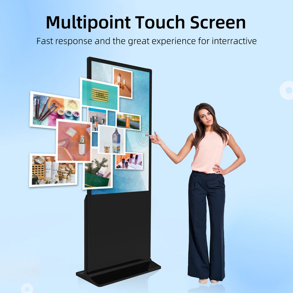 MWE Free Shipping US Warehouse DDP Price 43 55"Touch Screen 2K Indoor Floor Standing Totem LCD Advertising Digital Signage Kiosk