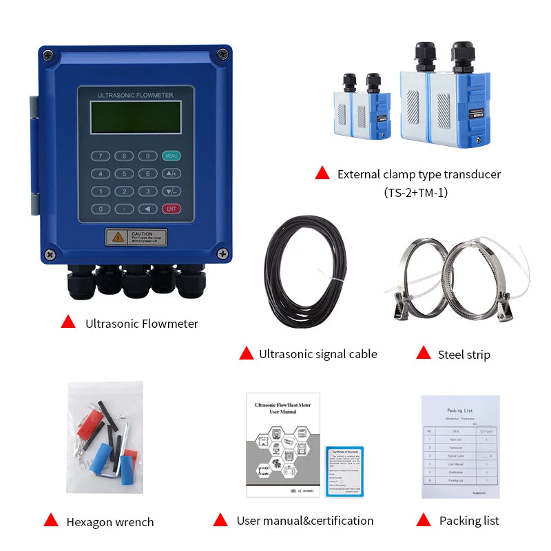Clamp-On Ultrasonic Water Flow Meter DN15-DN6000 TBF-2000SS OEM High Accuracy +/-1%