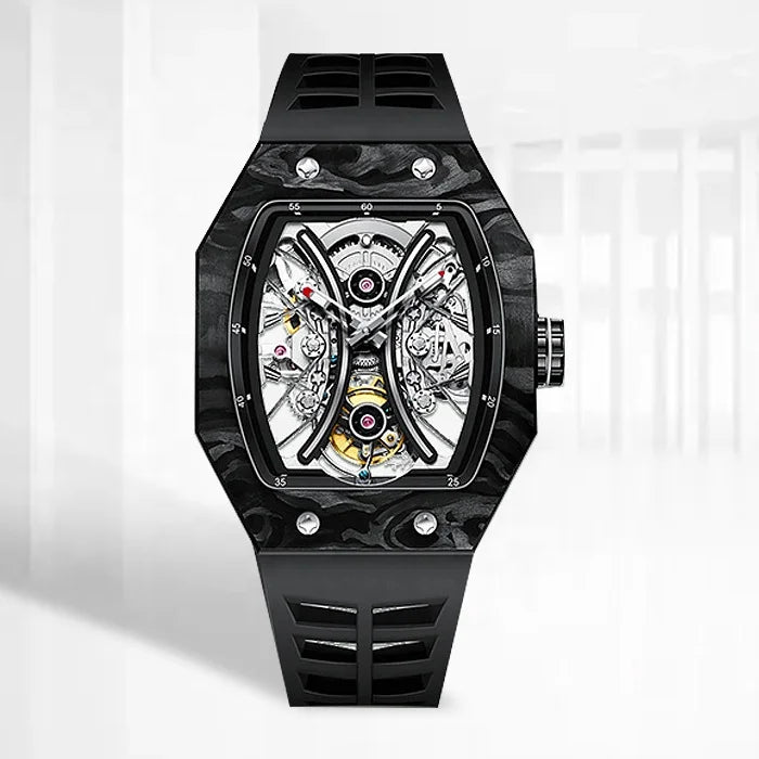 True Luxury Tourbillon square Watch Men's Sapphire Stainless Steel OEM Mechanical Automatic Waterproof Watch for Men