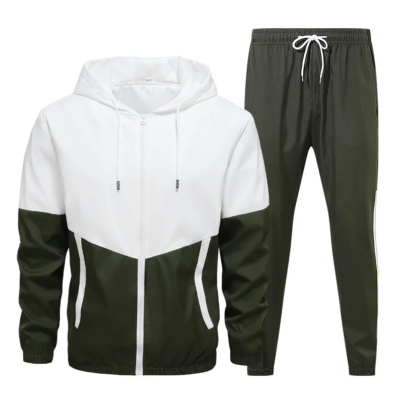 Patchwork Hip Hop Casual Men's Sets Korean Style 2 Piece Sets Clothes Men Streetwear Fitness Male Tracksuit