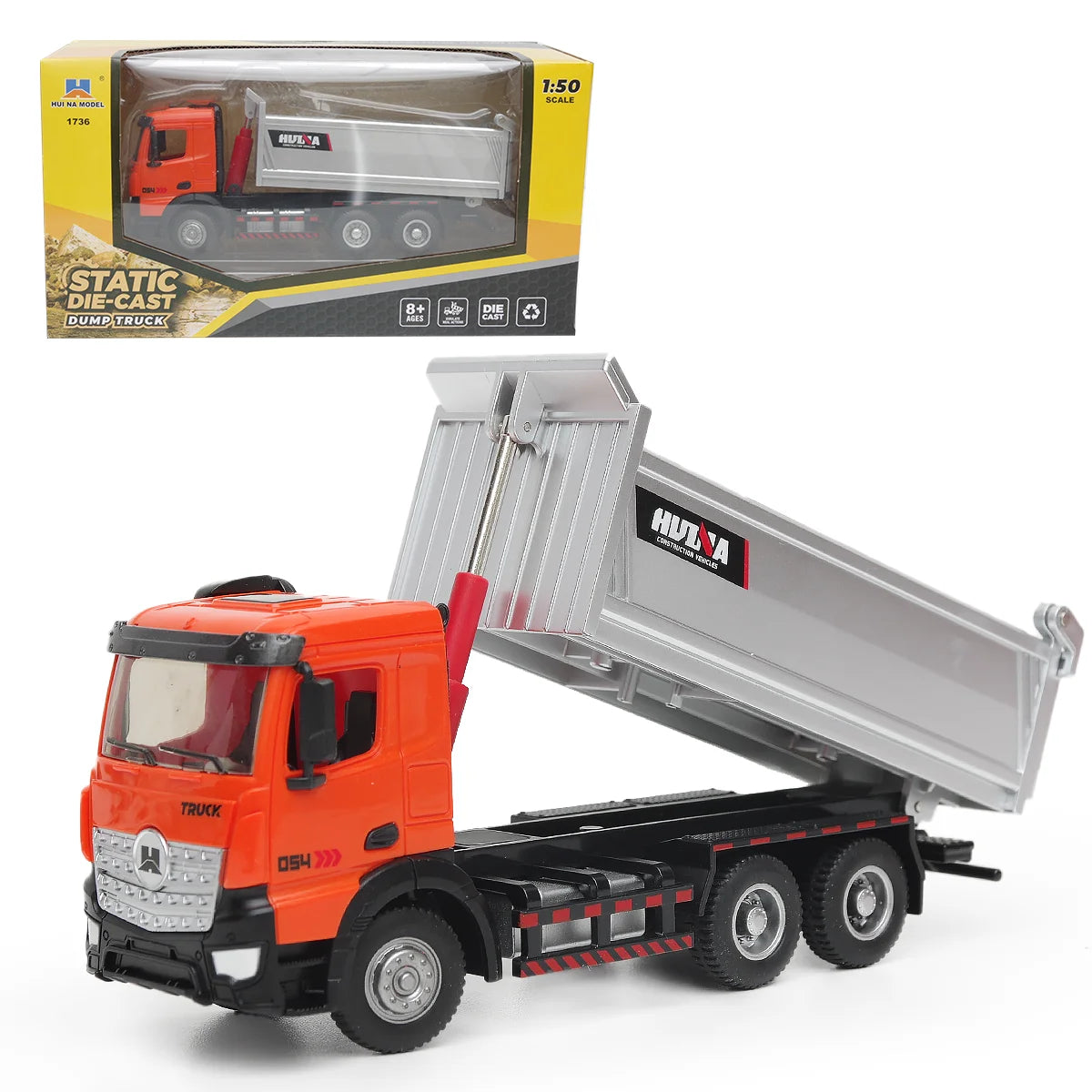 Dropshipping 1/50 Scale Open-Window Huina Static Zinc Alloy Die-cast Construction Model for Over-8-year-old