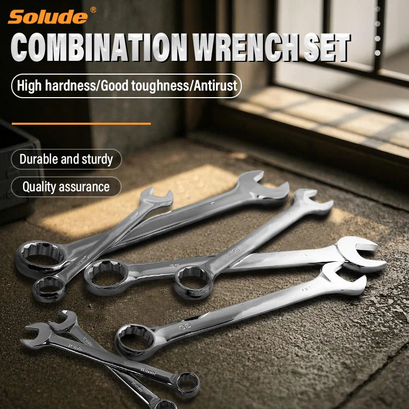 Combination Wrench Set Manufacture 18 Pcs  8mm-24mm Double Head Chrome Vanadium Steel Usa Combination Open End Wrench Set