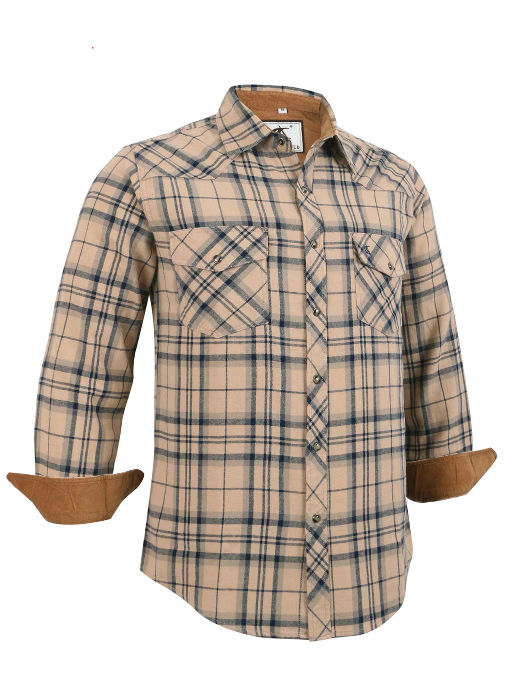 Mens Flannel Pearl Snap Plaid Button up Casual Western Cowboy Long Sleeve Shirts