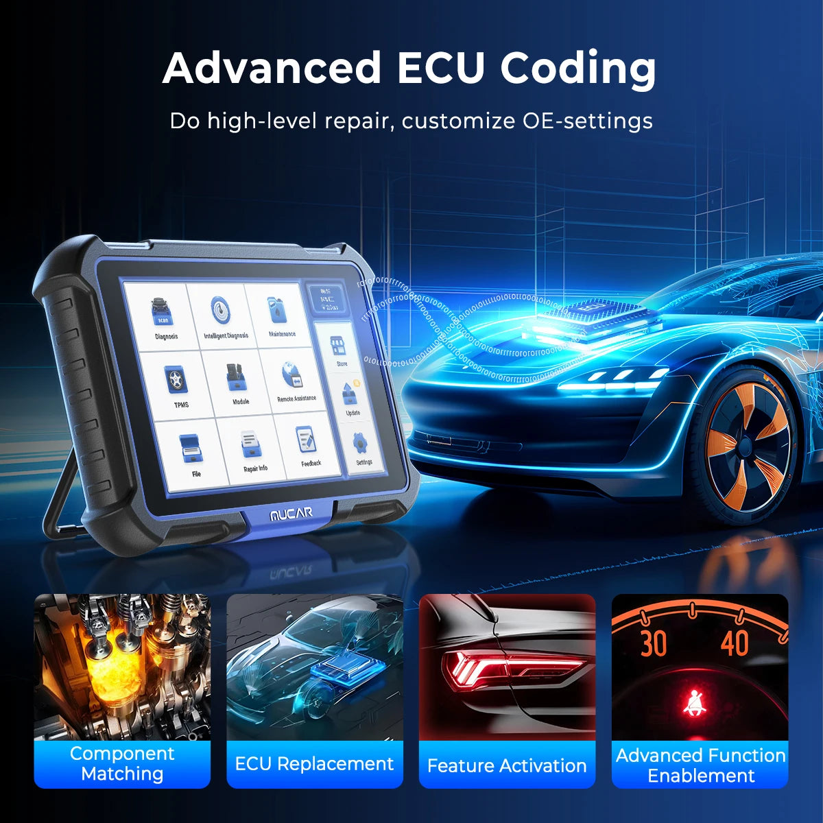 MUCAR VO8 Professional Full System OBD2 Scanner ECU Coding Bidirectional Test Lifetime Free Update Diagnostic Tools for All Car