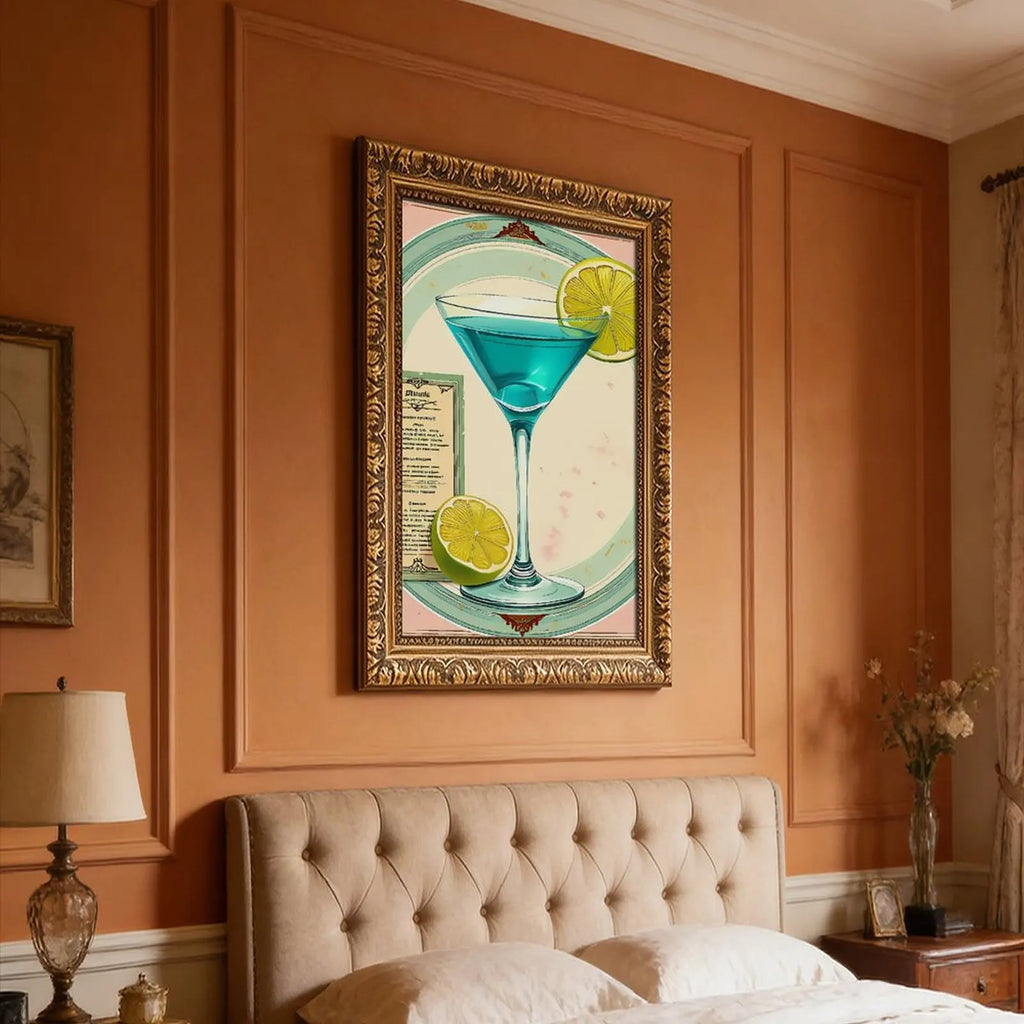 12x18 Gold Frame Classic Telescope Diagram for a Stargazer's Attic Retreat