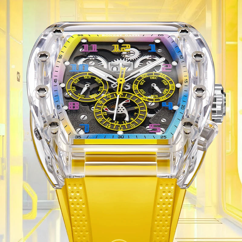 Bonest Gatti Luxury Watches Men Watch Mechanical Tourbillon Wristwatch 3ATM Waterproof Automatic Watch BG6006