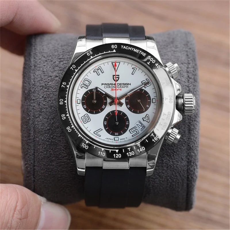 PAGANI DESIGN 1687 Rubber Strap Sapphire Glass Sports Watch Chronograph Men's Top Luxury Brand Men's Quartz Watch