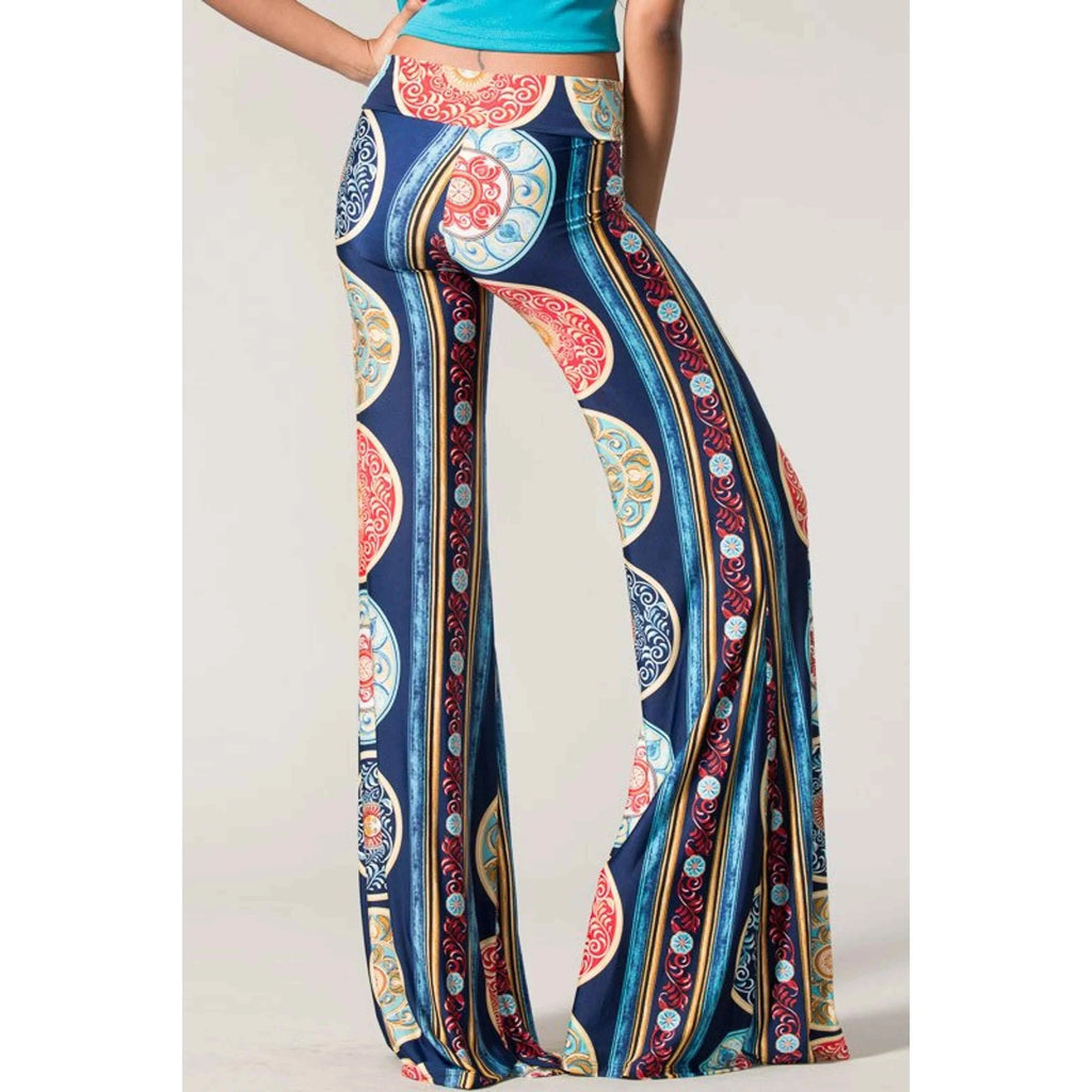 TD Girls Hip Hop Printed Palazzo Pants Casual Wide-Leg Elastic Waist Breathable Mid Waist Color Washed with Elastic Decoration
