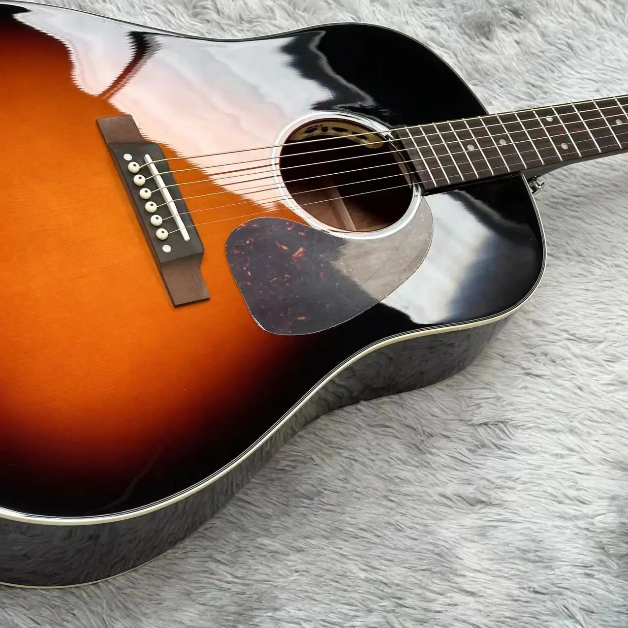 Gsn J-45 Sunburst Electric Guitar Spruce Body 6 Steel Strings HH Pickup Glossy Finish Foam Case with EQ Fast Shipping