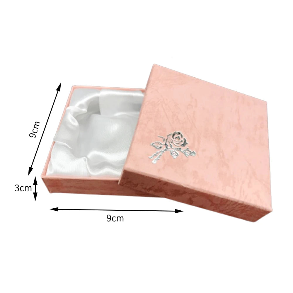 Square Jewelry Packaging Case Flower Print Bracelet Display Box 9*9*3cm Necklace Cardboard Gift Box Jewelry Organizer Cases