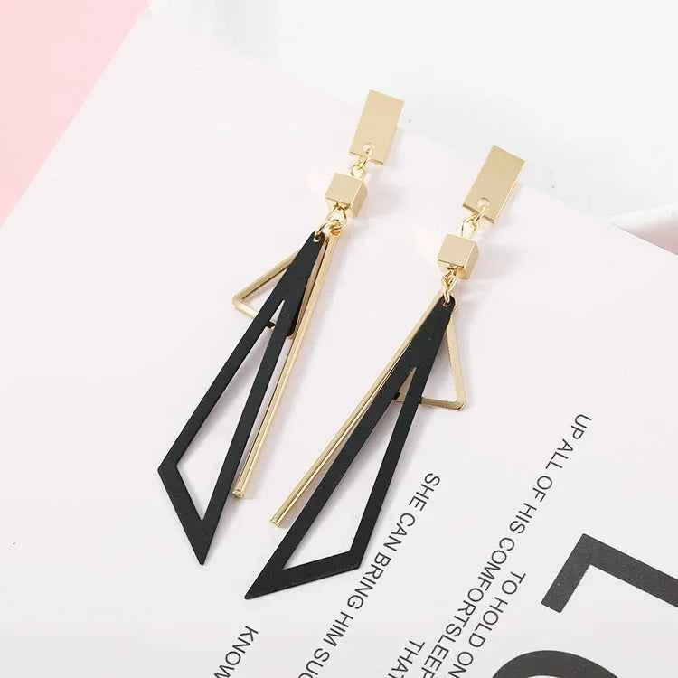 Korean Long Statement Geometric Triangle Tassel Dangle Drop Earrings For Women Earrings Fashion Jewelry Oorbellen Brincos