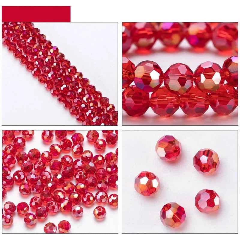 3 4 6 8mm Round Crystal Beads Faceted Colorful Glass Beads Loose Spacer Bead for Jewerly Making Needlework Bracelet Necklace DIY