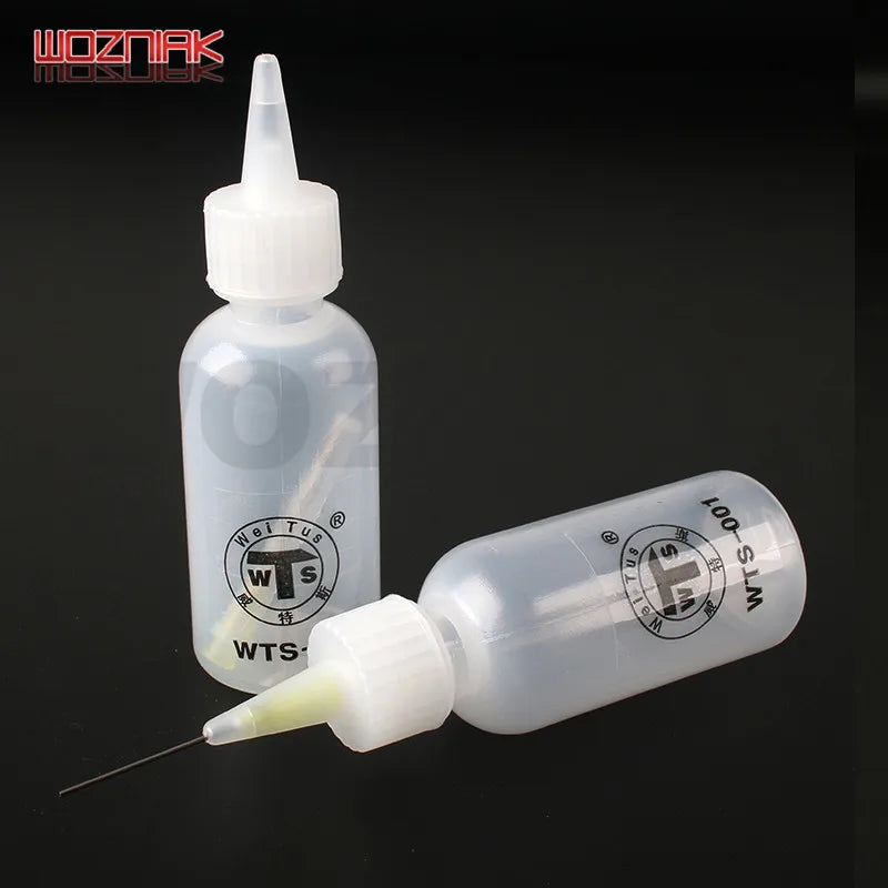 WOZNIAK 50ml Push Liquid Alcohol Empty Bottle for Dispenser Rosin Solder Flux Paste for Mobile Phone PCB Cleaning Welding Repair