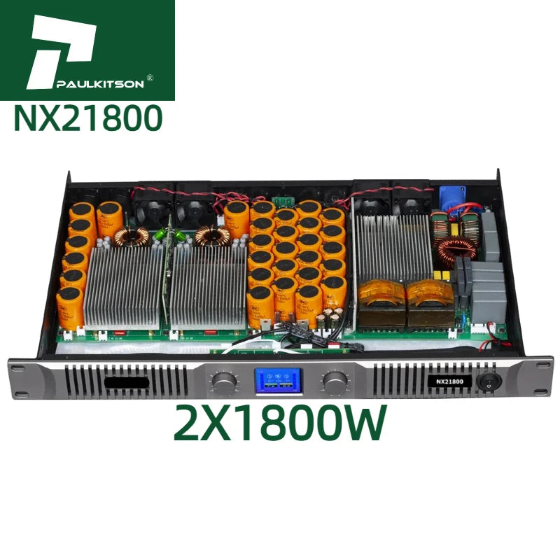 Paulkitson Professional NX21800 Subwoofer Sound Amplifier 2-Channel Class D Power Equipment for Stage Application 4ohm 8ohm
