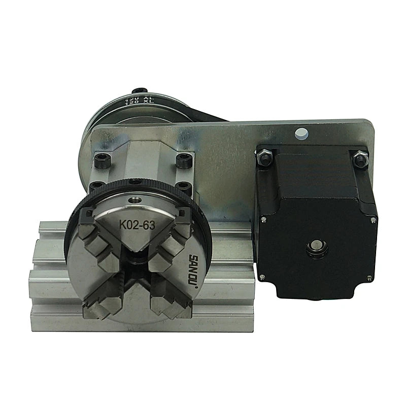 DIY CNC 4th Axis Rotary a Axis and Tailstock 65MM Center Height Cast Iron 4 Jaw Chuck for DIY CNC Router Wood Milling Machine
