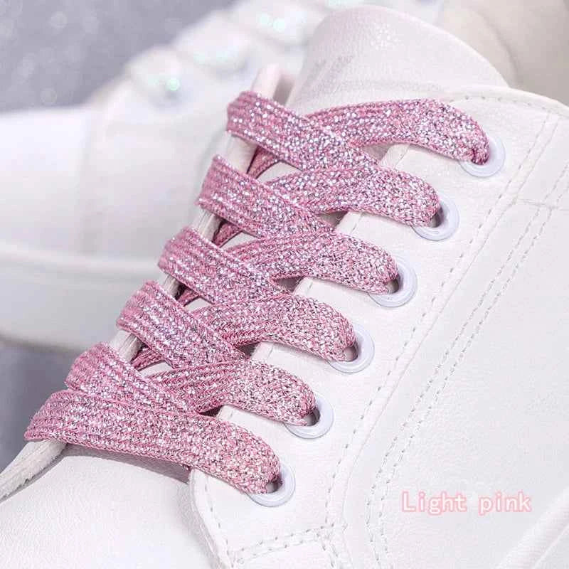 NEW Fashion Glitter Shoelaces Colorful Flat Shoe laces for Athletic Running Sneakers Shoes Boot 1CM Width Shoelace Strings 1Pair