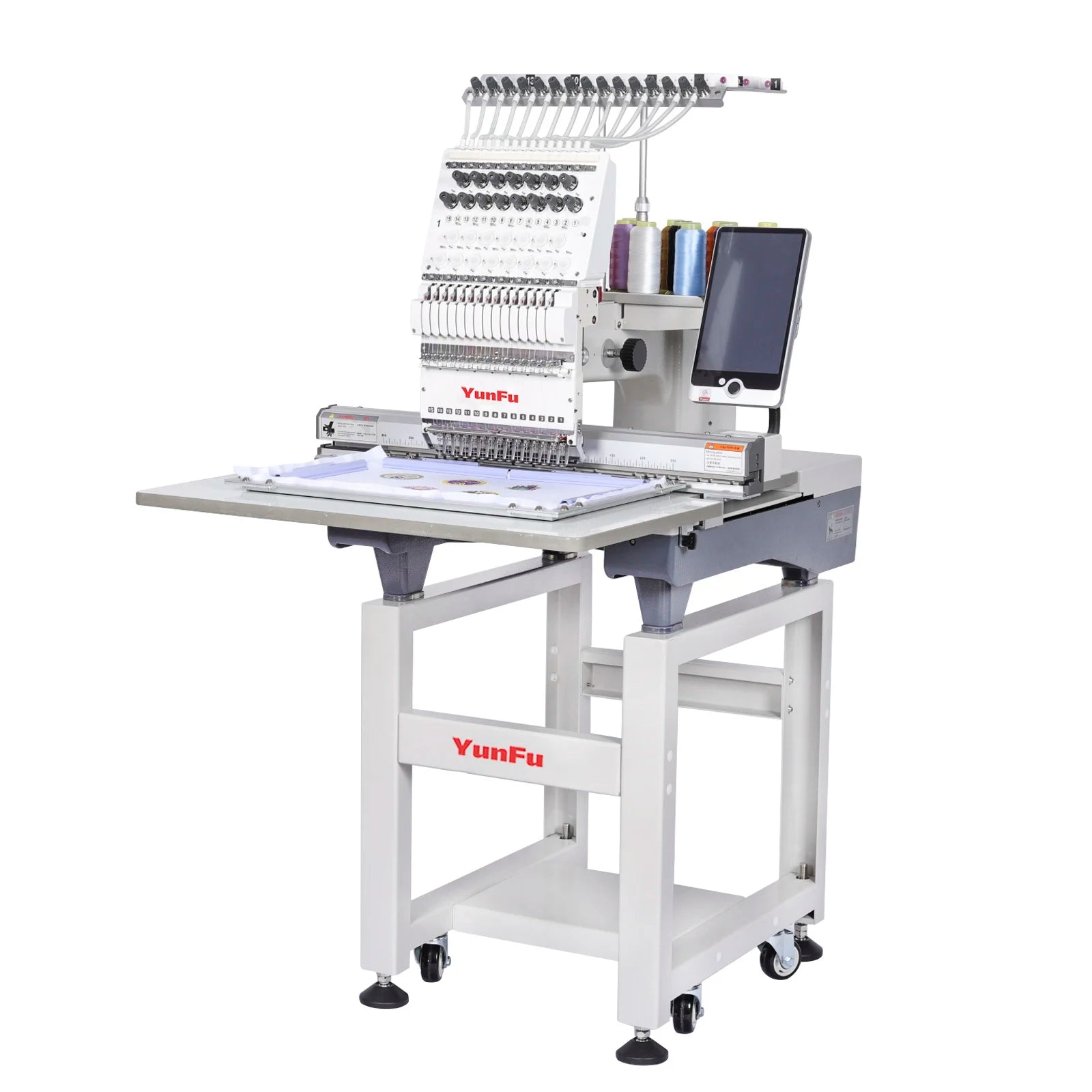 Stock in USA YunFu Single Head 15 Needles Embroidery Machine Computerized for Cap Tshirt Hoodie Sweater Flat Embroidery