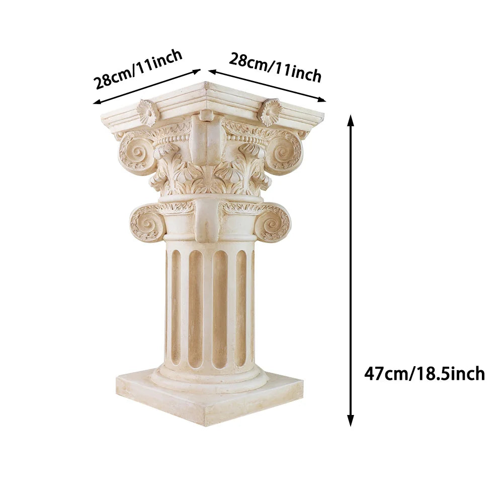 Ionic-Corinthian Hybrid Resin Pedestal Hand-painted Stone-Effect Finish Ornate Column Statue European Garden Luxury Patio New