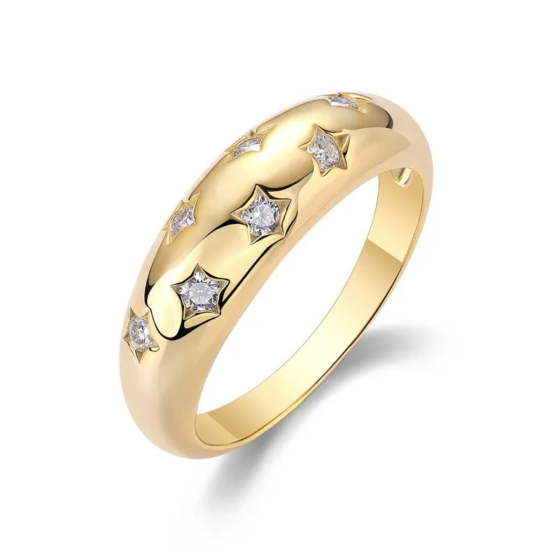 Wholesale New Fine Gold Plated 2.0mm Round Cut Vvs  Moissanite Engagement Ring S925 Sterling Silver Women Ring
