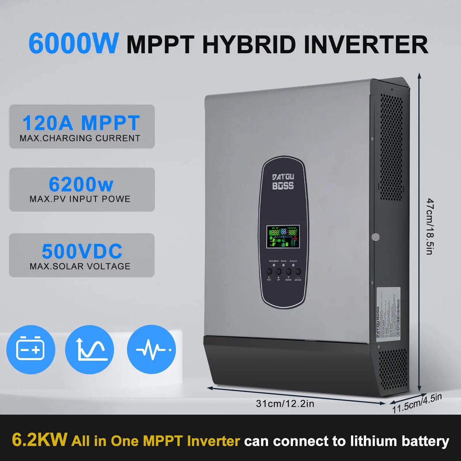EU USA Stock 11KW 6.2KW Hybrid Inverter Solar System 48V 120A MPPT 220V Pure Sine Wave Inverter with Home Energy Storage