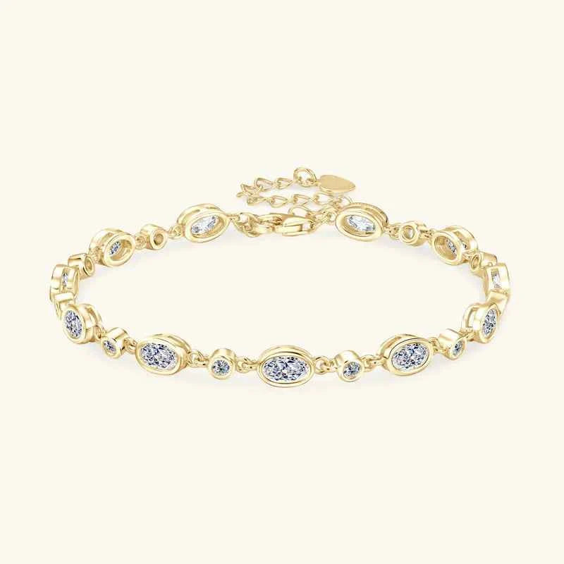 Free Shipping Fashion Elegant Personalized 925 Silver Round 2mm&3x5mm Moissanite Bracelet Tennis Pave Bracelet for Women Gift