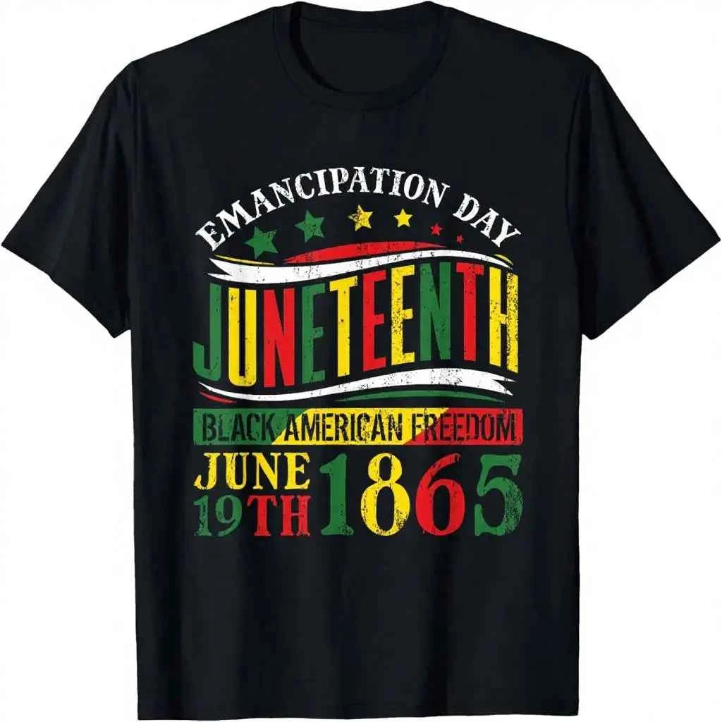 Free Shipping Juneteenth Vibes Only 1865 African American Men Women Kids 100% Cotton Machine Wash T-Shirt Eco