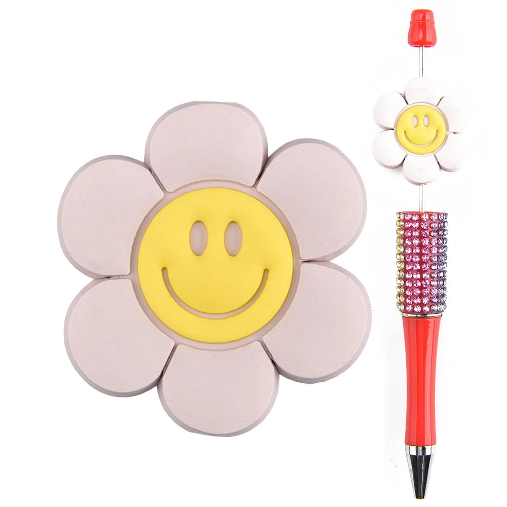 DIY Pink Ribbons PVC Beads Baby Teething Puzzle Silicone Focal Beads for Pen Making Christmas Gift Idea