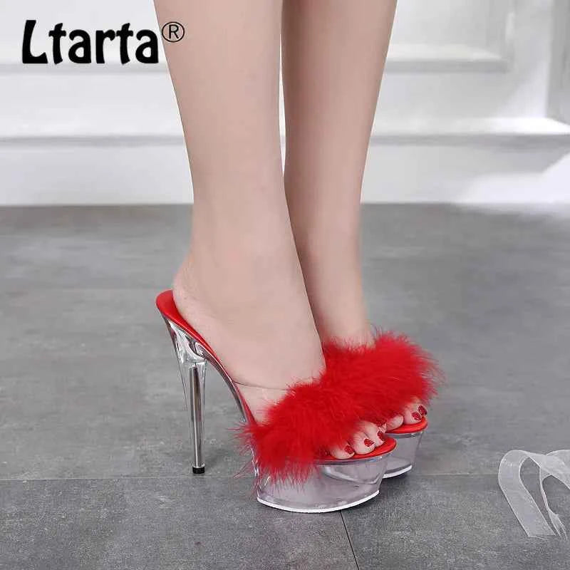 LTARTA 2026 Super High Heels 15CM Stiletto Platform Slippers Crystal Shoes Wedding Shoes  High-Heel Crystal Sandals LFD