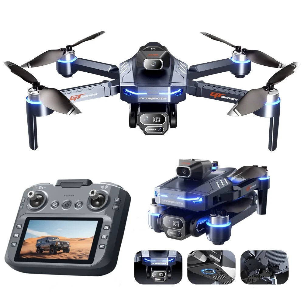 NEW GT8 Mini Drones With Wide Angle Camera and Screen Remote Control Height Hold Wifi FPV RC Foldable Quadcopter Dron Toys