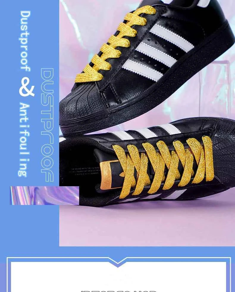 NEW Fashion Glitter Shoelaces Colorful Flat Shoe laces for Athletic Running Sneakers Shoes Boot 1CM Width Shoelace Strings 1Pair