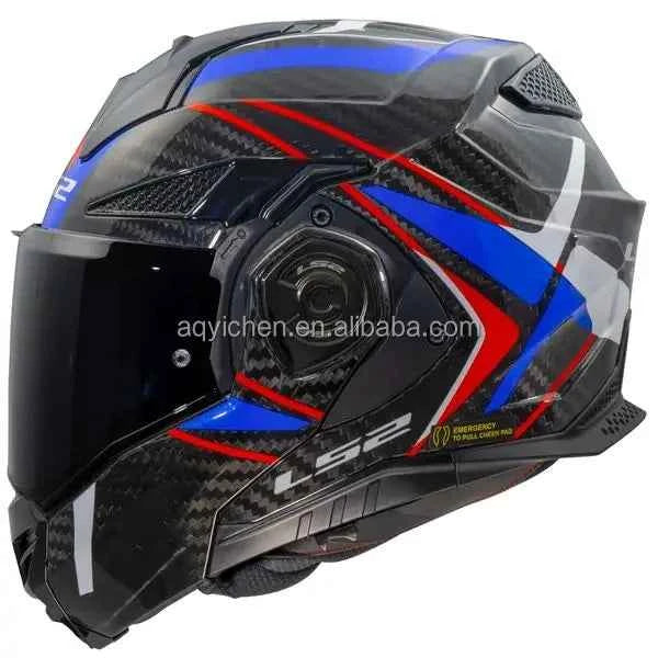 FF901 Original Carbon Fiber Rear Flip Helmet with Double Lens 180° Uncover DOT Four Seasons Compatible Fiber 6K for Motorcycles