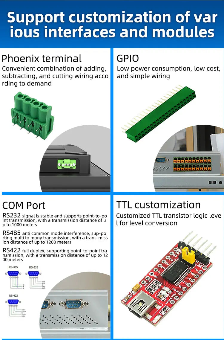 Open Frame Touch LCD Monitor 23.6" USB RS232 RS485 LED New Network Display Industrial Monitor with Touch Screen Interface