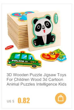 Montessori Toys 3D Puzzle Cartoon Animals Vehicle Cognitive Jigsaw Puzzle Wooden Toys for Children Baby Puzzle Game Gift