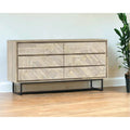 HMS 61 Natural Solid Oak Wood Six-Drawer Double Dresser Modern Minimalist Bedroom Furniture with Storage for Living Room Bedroom