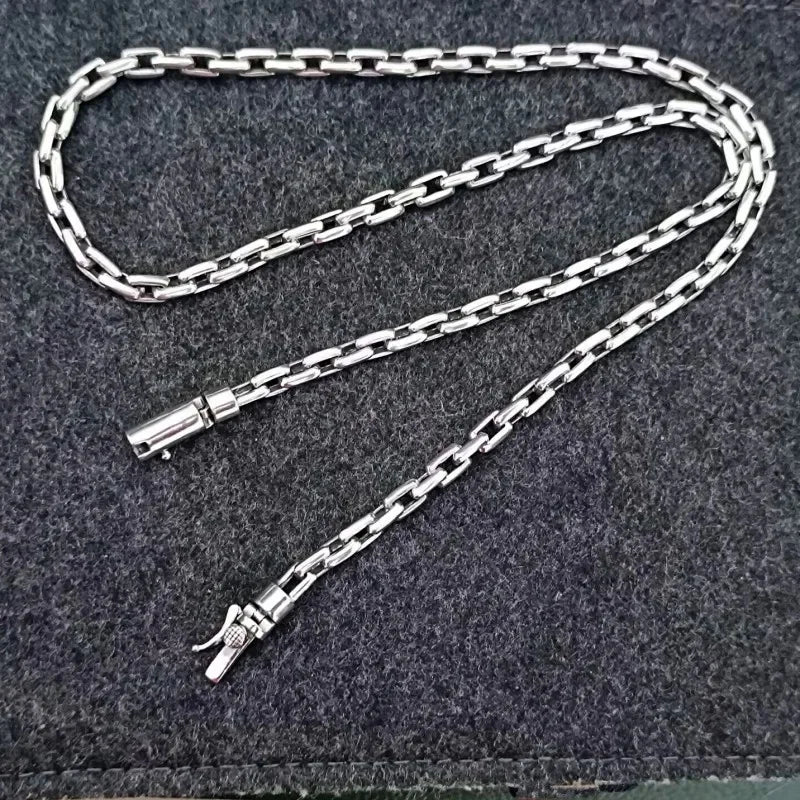 BOCAI Trendy Simple 6MM Collarbone Link New 6MM Necklace Chain for Men & Women Sweater Casual Outfits S925 SilverJewelry