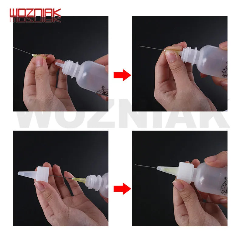 WOZNIAK 50ml Push Liquid Alcohol Empty Bottle for Dispenser Rosin Solder Flux Paste for Mobile Phone PCB Cleaning Welding Repair