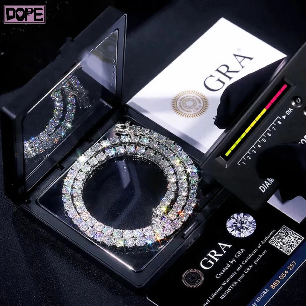 6mm Tennis Bracelet Men Thick 925 Silver Sparkling VVS Iced Out Moissanite Tennis Bracelet