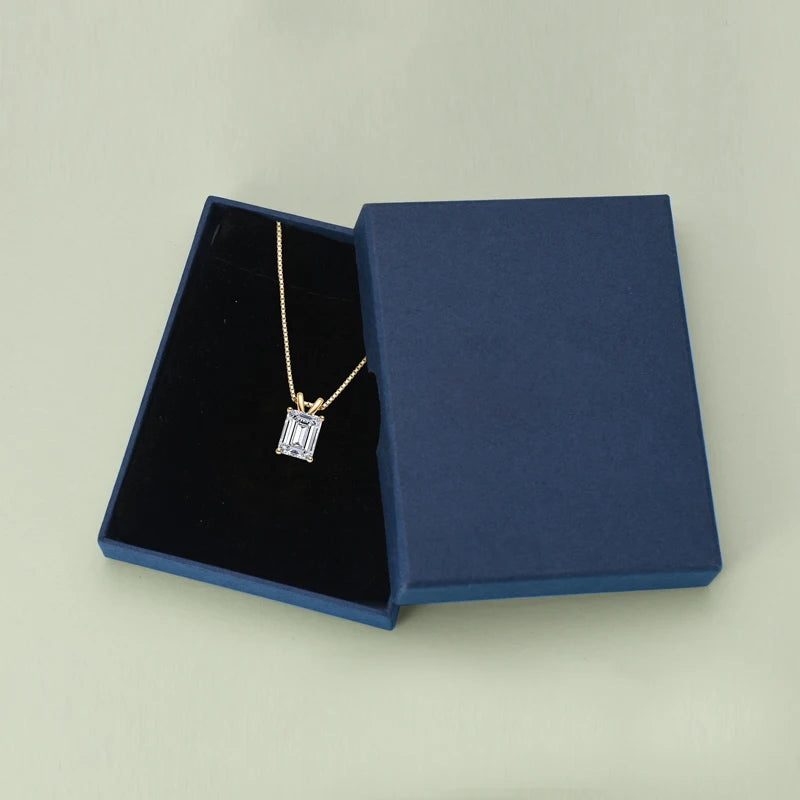 Free Shipping 925 Silver 7*9mm 2.5ct Emerald Pendant Necklace with Link Chain-Trendy Wedding Engagement Gift Jewelry for Women