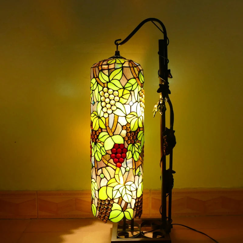 Modern Roman Column Floor Lamp American Retro Living Room Bedroom Lamp Country  Stained Glass Decoration Floor Lamp