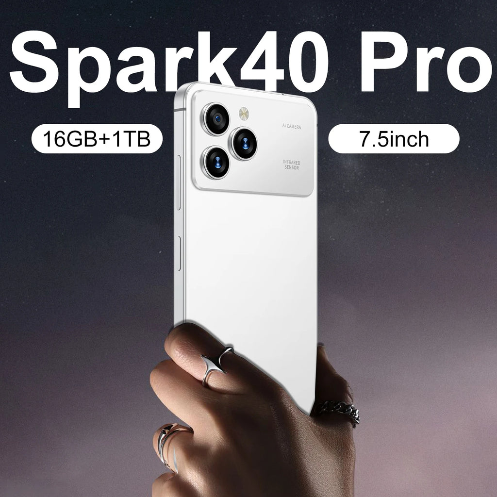 Economical Spark40 Pro Smartphone-7.3" HD Display 108MP Camera Dual SIM 4G LTE Android 14 16GB/1TB Waterproof Spanish Support