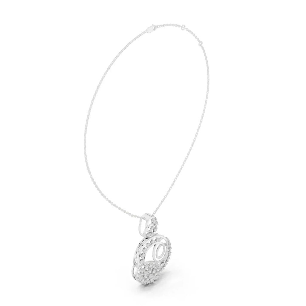 Sterling Silver Triple Circle Diamond Pendant Necklace Modern Luxury Jewelry for Engagement Wedding Anniversary Party