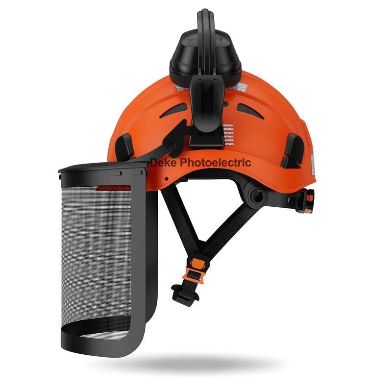 DEKE ANSI Standard Logging Safety Helmet Chainsaw Forestry Hard Hats With Mesh Visor and Earmuffs for Personal protection