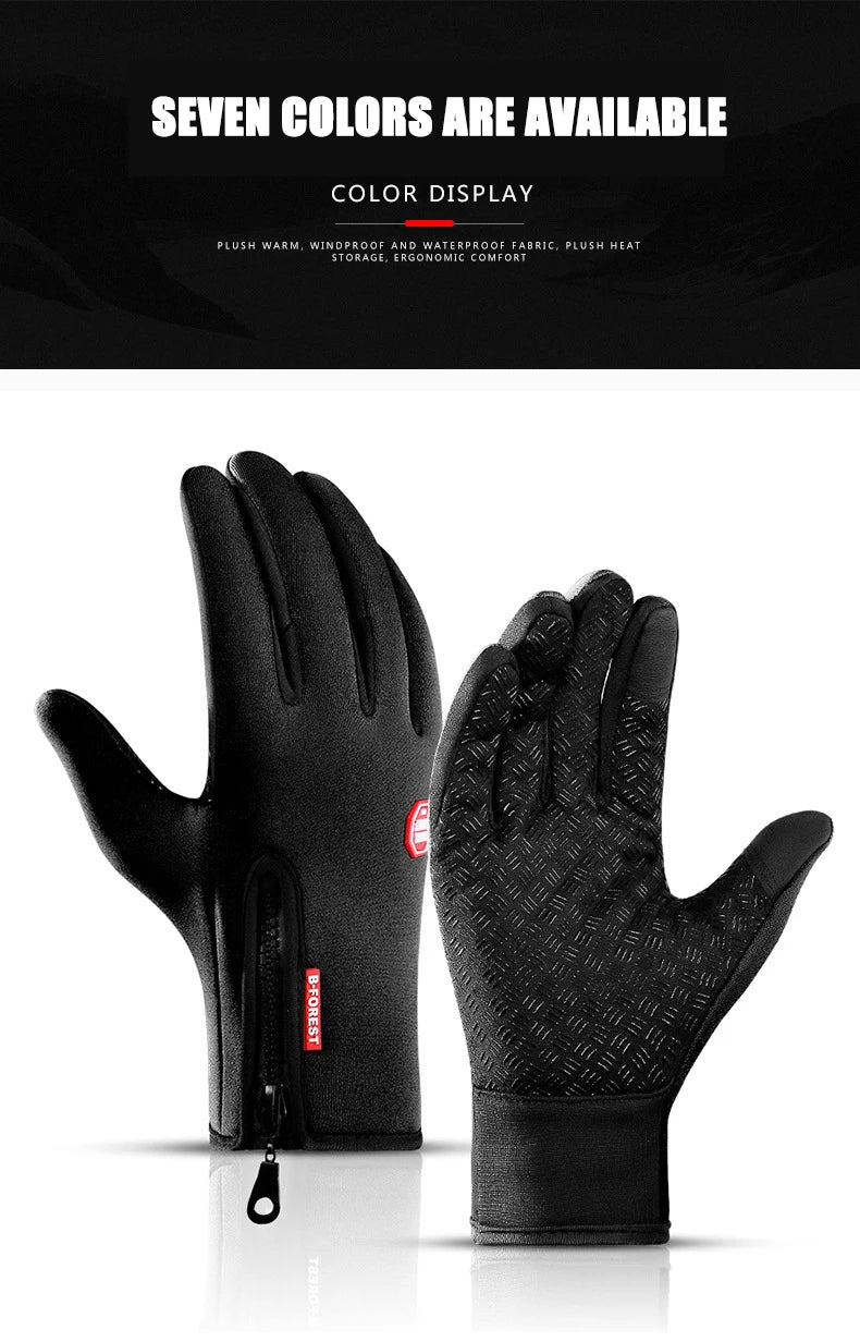 Winter Warm Gloves Men Women Touchscreen Waterproof Cycle Gloves Male Outdoor Sports Plus Velvet Motorcycle Running Ski Glove