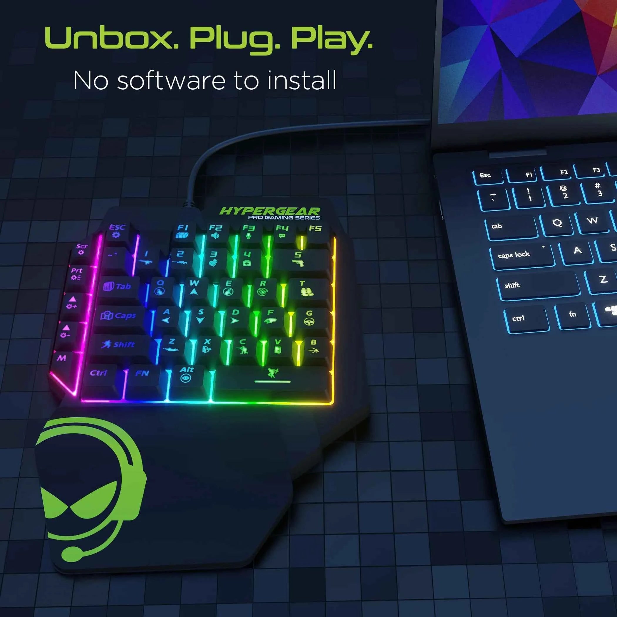 TD HyperGear KeyVictory One-Handed Mini Mechanical Gaming Keyboard English Language Computer Compatible