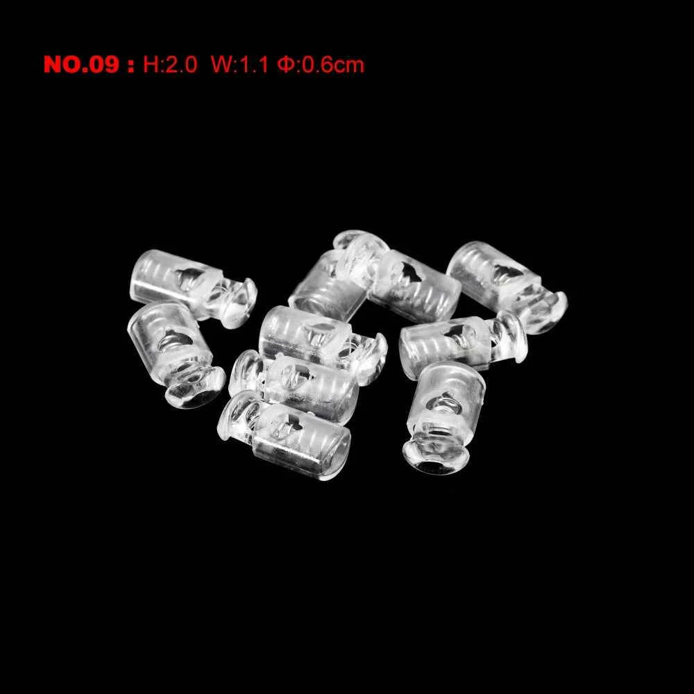 10pcs Cord Lock Plastic Stopper Cord Ends Toggles Clip Buckle Transparent Clear Frost For Shoelace Clothing DIY Bag Accessories