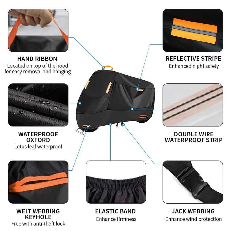 High Quality Waterproof Outdoor Motorcycle Cover with Locking Feature
